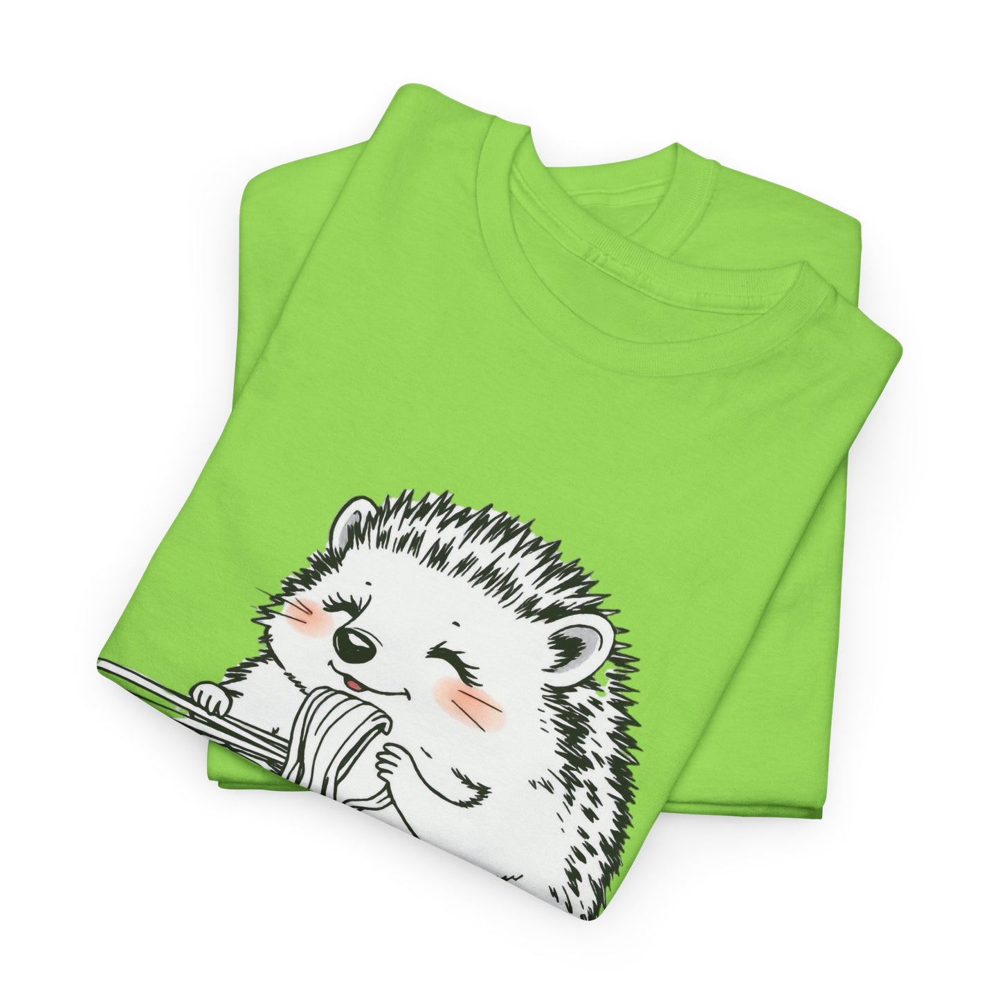 Noodle Hedgehog Shirt, Ramen HedgehogT-Shirt, Foodie Lover Shirts, Black Hedgehog Noodle T-Shirts, Retro HedgehogTees, Hedgehog Lover Sweatshirts, Black Hedgehog Tee Cute Hedgehog Eating Noodles Unisex Heavy Cotton Tee