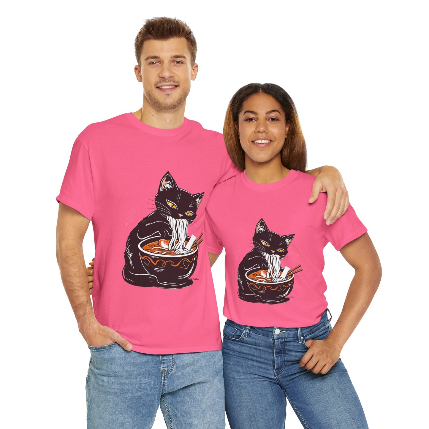 Noodle Cat Shirt, Ramen Cat T-Shirt, Foodie Lover Shirts, Black Cat Noodle T-Shirts, Retro Cat Tees, Cat Lover Sweatshirts, Black Cat Tee
