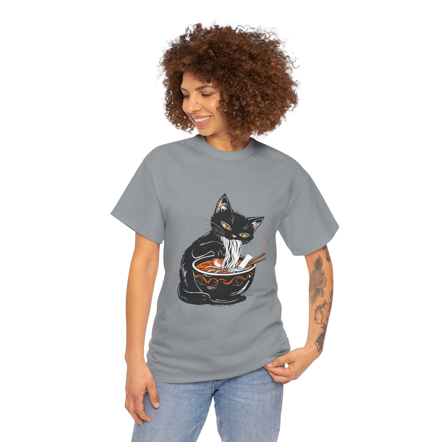 Noodle Cat Shirt, Ramen Cat T-Shirt, Foodie Lover Shirts, Black Cat Noodle T-Shirts, Retro Cat Tees, Cat Lover Sweatshirts, Black Cat Tee