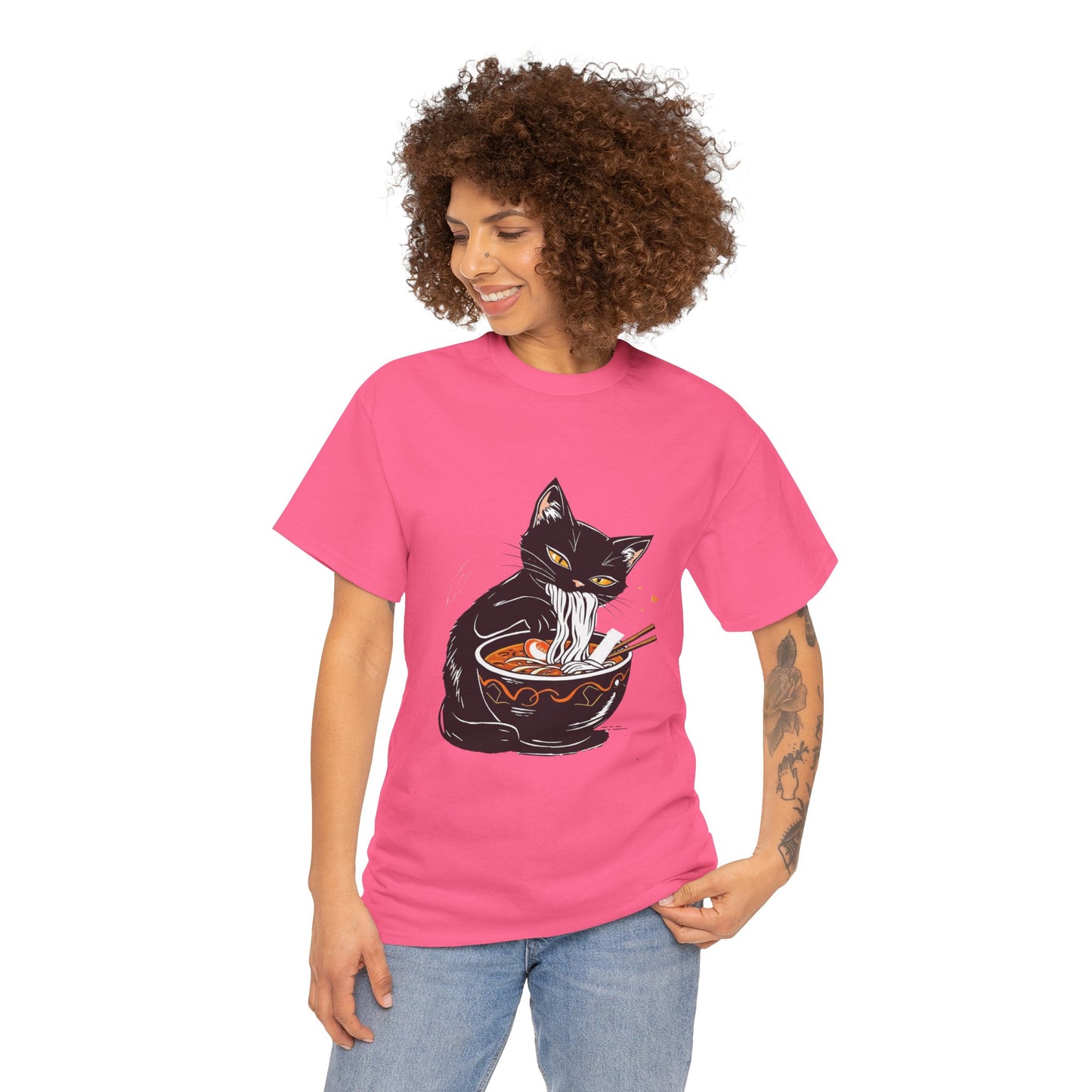 Noodle Cat Shirt, Ramen Cat T-Shirt, Foodie Lover Shirts, Black Cat Noodle T-Shirts, Retro Cat Tees, Cat Lover Sweatshirts, Black Cat Tee