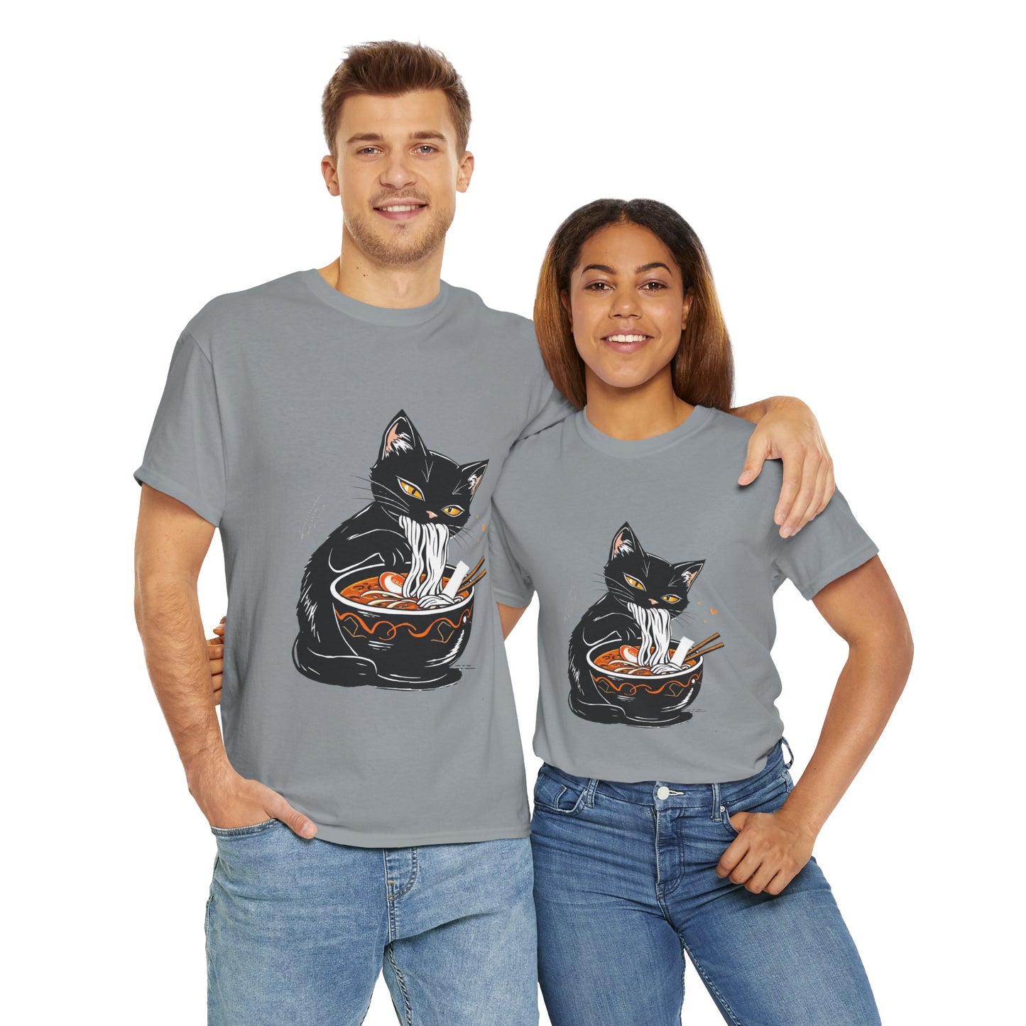 Noodle Cat Shirt, Ramen Cat T-Shirt, Foodie Lover Shirts, Black Cat Noodle T-Shirts, Retro Cat Tees, Cat Lover Sweatshirts, Black Cat Tee