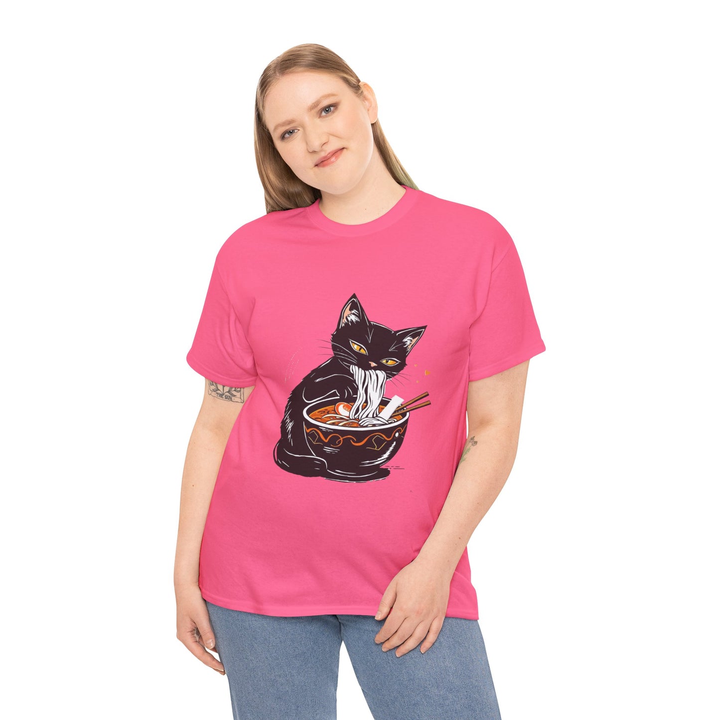 Noodle Cat Shirt, Ramen Cat T-Shirt, Foodie Lover Shirts, Black Cat Noodle T-Shirts, Retro Cat Tees, Cat Lover Sweatshirts, Black Cat Tee