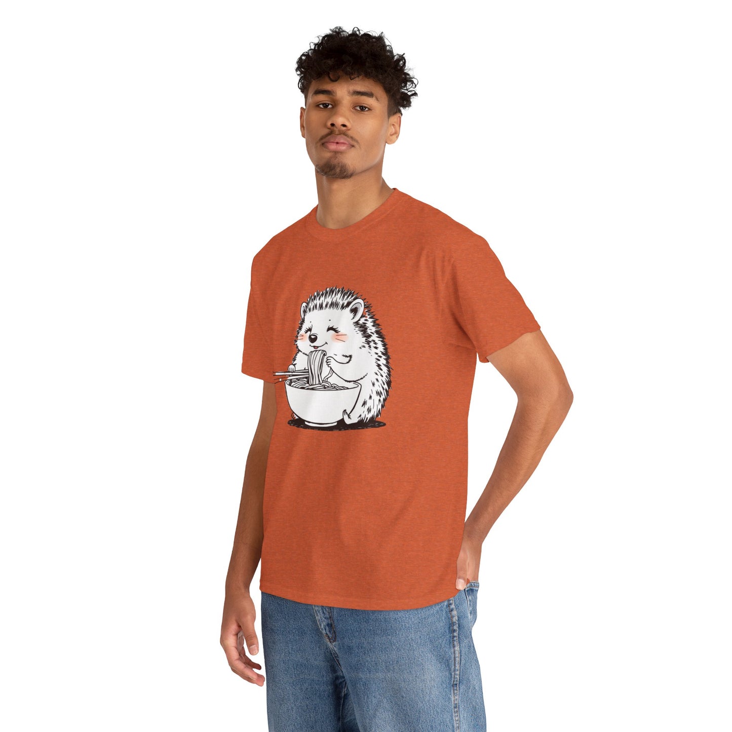 Noodle Hedgehog Shirt, Ramen HedgehogT-Shirt, Foodie Lover Shirts, Black Hedgehog Noodle T-Shirts, Retro HedgehogTees, Hedgehog Lover Sweatshirts, Black Hedgehog Tee Cute Hedgehog Eating Noodles Unisex Heavy Cotton Tee