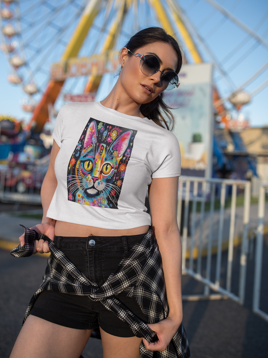 Color Splash Cat T-Shirt – Vibrant Psychedelic Kitty Art Tee for Cat Lovers & Artists