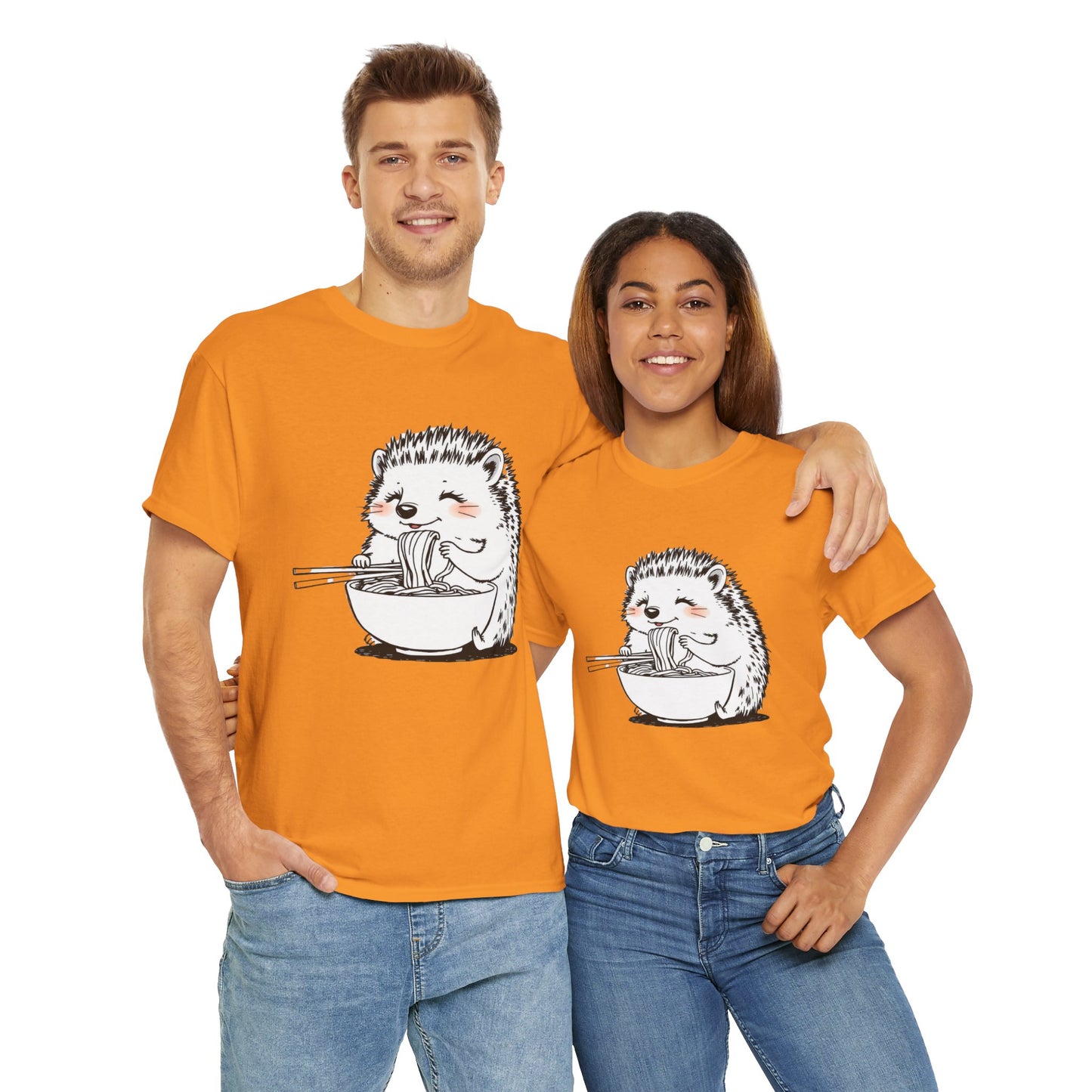 Noodle Hedgehog Shirt, Ramen HedgehogT-Shirt, Foodie Lover Shirts, Black Hedgehog Noodle T-Shirts, Retro HedgehogTees, Hedgehog Lover Sweatshirts, Black Hedgehog Tee Cute Hedgehog Eating Noodles Unisex Heavy Cotton Tee