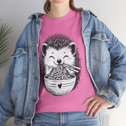 Noodle Hedgehog Shirt, Ramen HedgehogT-Shirt, Foodie Lover Shirts, Black Hedgehog Noodle T-Shirts, Retro HedgehogTees, Hedgehog Lover Sweatshirts, Black Hedgehog Tee Cute Hedgehog Noodle Unisex Heavy Cotton Tee - Perfect for Animal Lovers