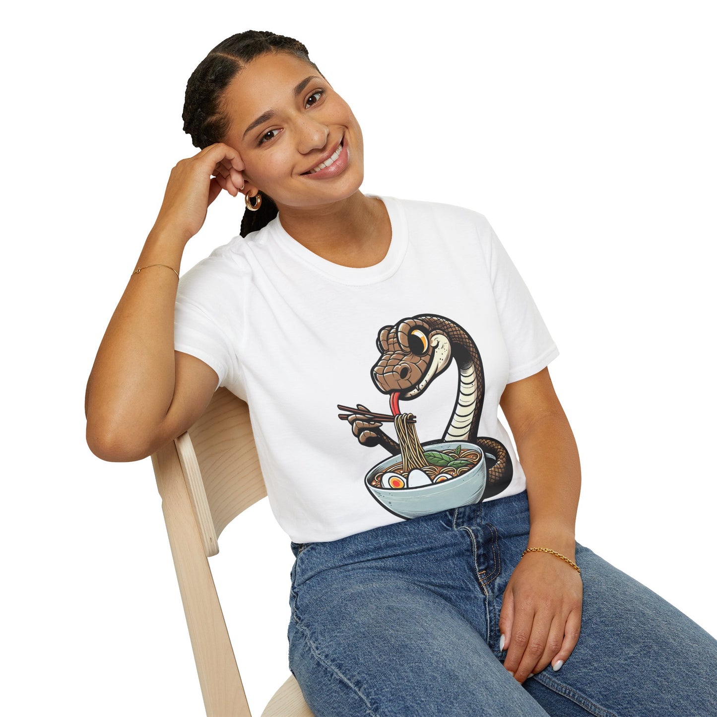 Funny Japanese Anime Snake Eats Ramen King Python T-Shirt