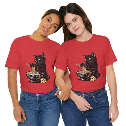 Noodle Cat Shirt, Ramen Cat T-Shirt, Foodie Lover Shirts, Black Cat Noodle T-Shirts, Retro Cat Tees, Cat Lover Sweatshirts, Black Cat Tee