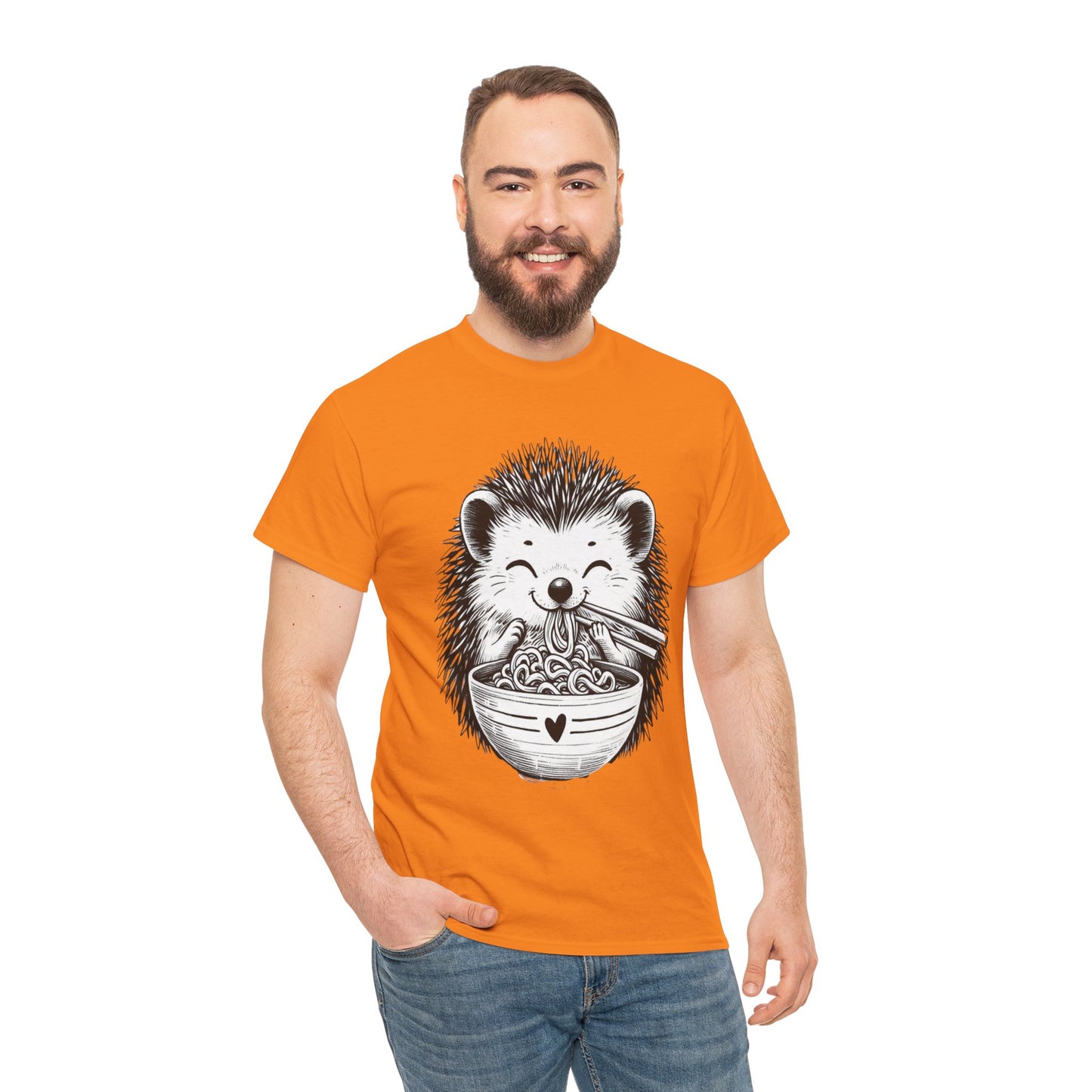 Noodle Hedgehog Shirt, Ramen HedgehogT-Shirt, Foodie Lover Shirts, Black Hedgehog Noodle T-Shirts, Retro HedgehogTees, Hedgehog Lover Sweatshirts, Black Hedgehog Tee Cute Hedgehog Noodle Unisex Heavy Cotton Tee - Perfect for Animal Lovers