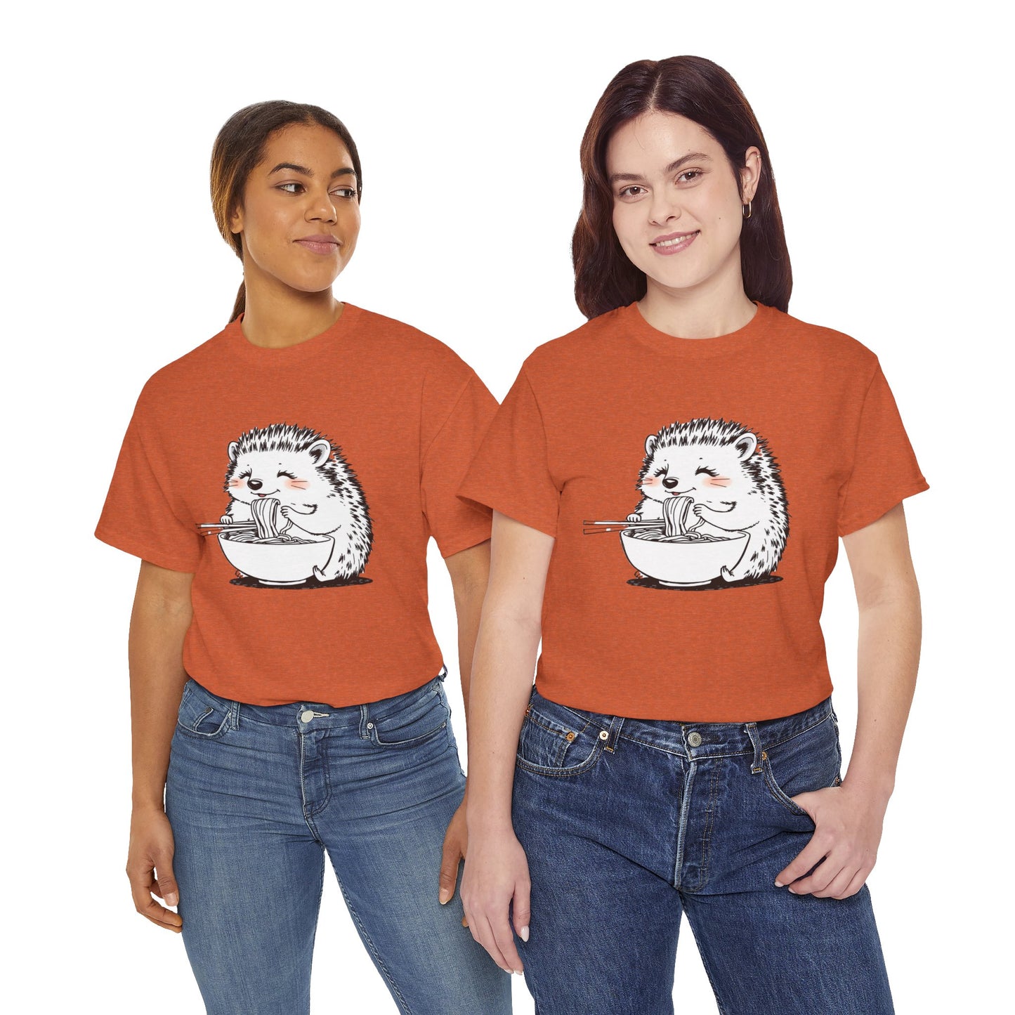 Noodle Hedgehog Shirt, Ramen HedgehogT-Shirt, Foodie Lover Shirts, Black Hedgehog Noodle T-Shirts, Retro HedgehogTees, Hedgehog Lover Sweatshirts, Black Hedgehog Tee Cute Hedgehog Eating Noodles Unisex Heavy Cotton Tee