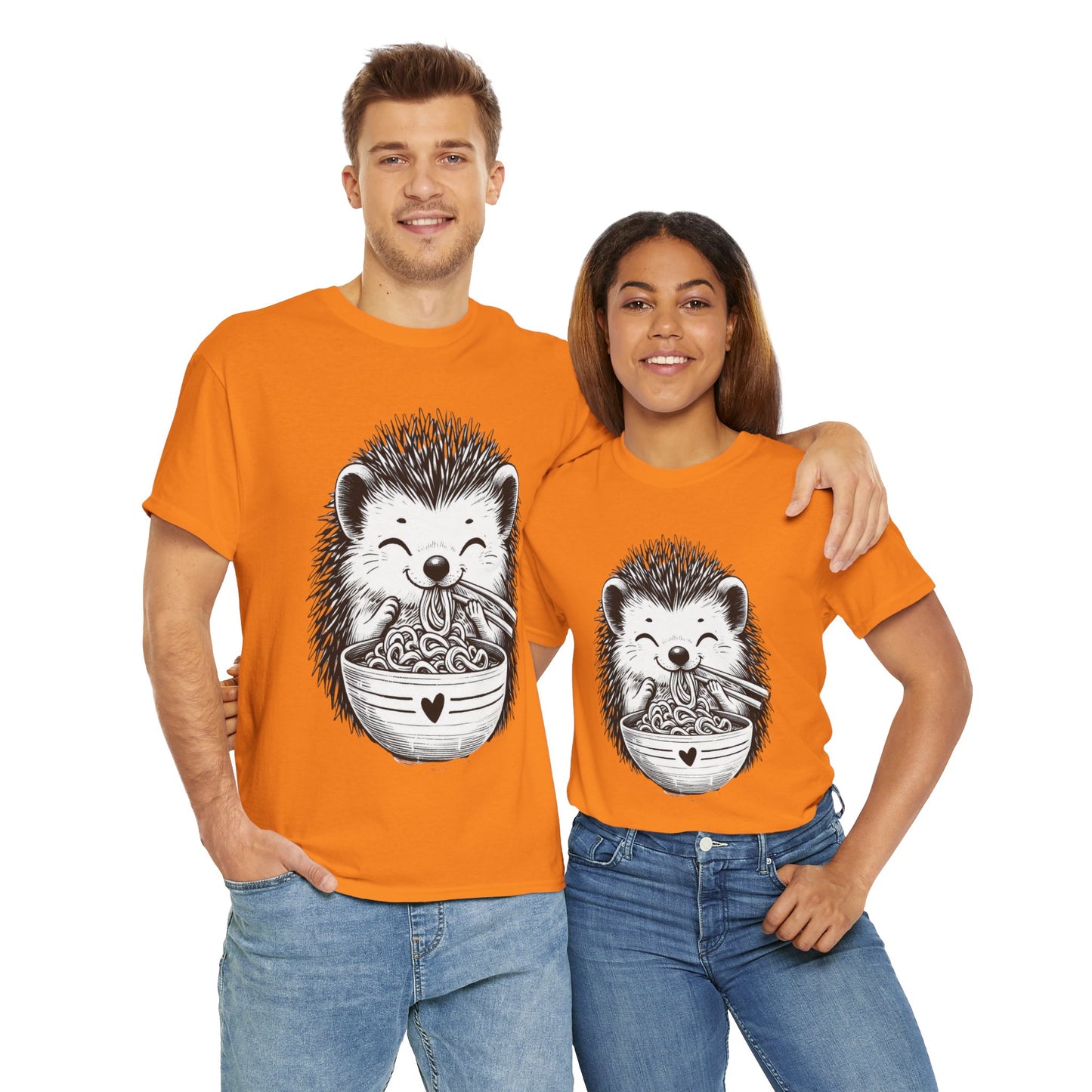 Noodle Hedgehog Shirt, Ramen HedgehogT-Shirt, Foodie Lover Shirts, Black Hedgehog Noodle T-Shirts, Retro HedgehogTees, Hedgehog Lover Sweatshirts, Black Hedgehog Tee Cute Hedgehog Noodle Unisex Heavy Cotton Tee - Perfect for Animal Lovers