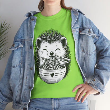 Noodle Hedgehog Shirt, Ramen HedgehogT-Shirt, Foodie Lover Shirts, Black Hedgehog Noodle T-Shirts, Retro HedgehogTees, Hedgehog Lover Sweatshirts, Black Hedgehog Tee Cute Hedgehog Noodle Unisex Heavy Cotton Tee - Perfect for Animal Lovers