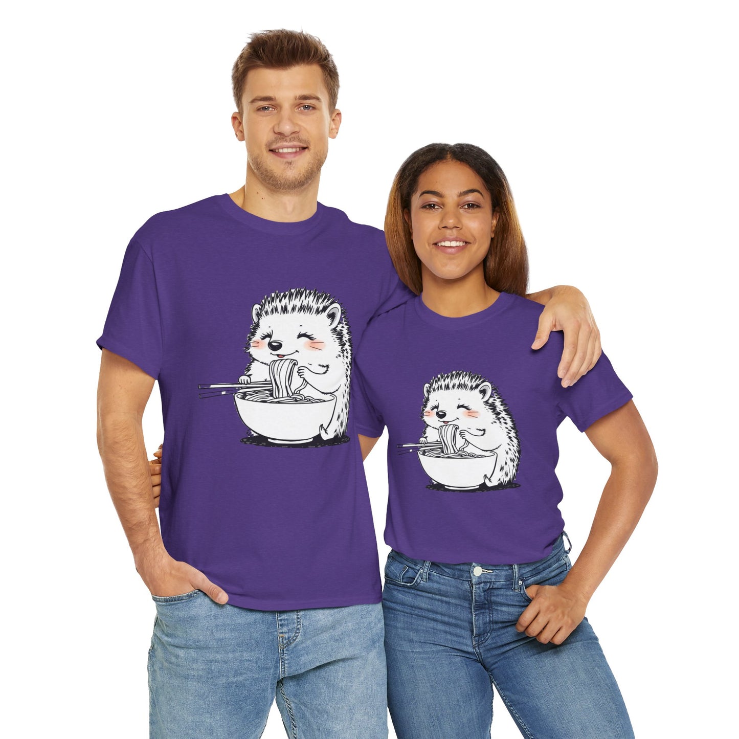 Noodle Hedgehog Shirt, Ramen HedgehogT-Shirt, Foodie Lover Shirts, Black Hedgehog Noodle T-Shirts, Retro HedgehogTees, Hedgehog Lover Sweatshirts, Black Hedgehog Tee Cute Hedgehog Eating Noodles Unisex Heavy Cotton Tee