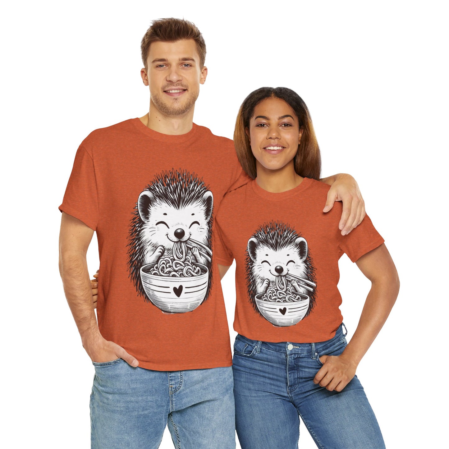 Noodle Hedgehog Shirt, Ramen HedgehogT-Shirt, Foodie Lover Shirts, Black Hedgehog Noodle T-Shirts, Retro HedgehogTees, Hedgehog Lover Sweatshirts, Black Hedgehog Tee Cute Hedgehog Noodle Unisex Heavy Cotton Tee - Perfect for Animal Lovers