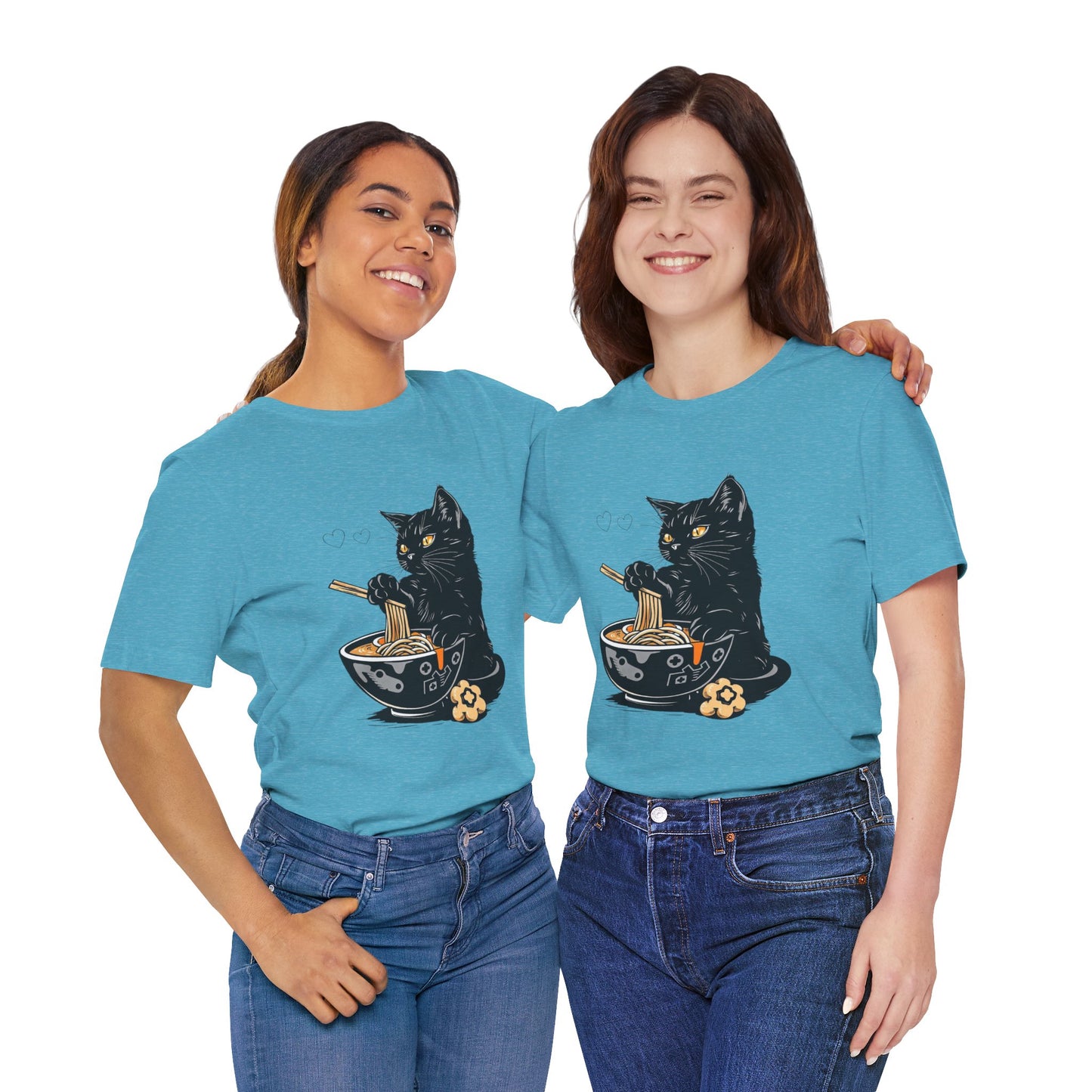 Noodle Cat Shirt, Ramen Cat T-Shirt, Foodie Lover Shirts, Black Cat Noodle T-Shirts, Retro Cat Tees, Cat Lover Sweatshirts, Black Cat Tee
