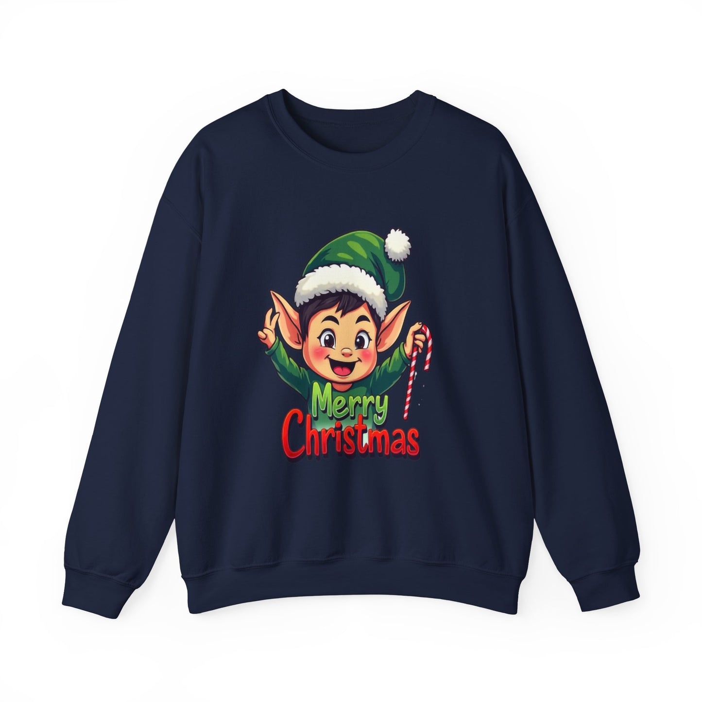 Merry Christmas Elf Crewneck Sweatshirt . Adorable Christmas Elf 3D T-Shirt – Festive Holiday Gift | Merry Christmas All Over Print