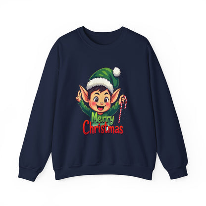 Merry Christmas Elf Crewneck Sweatshirt . Adorable Christmas Elf 3D T-Shirt – Festive Holiday Gift | Merry Christmas All Over Print