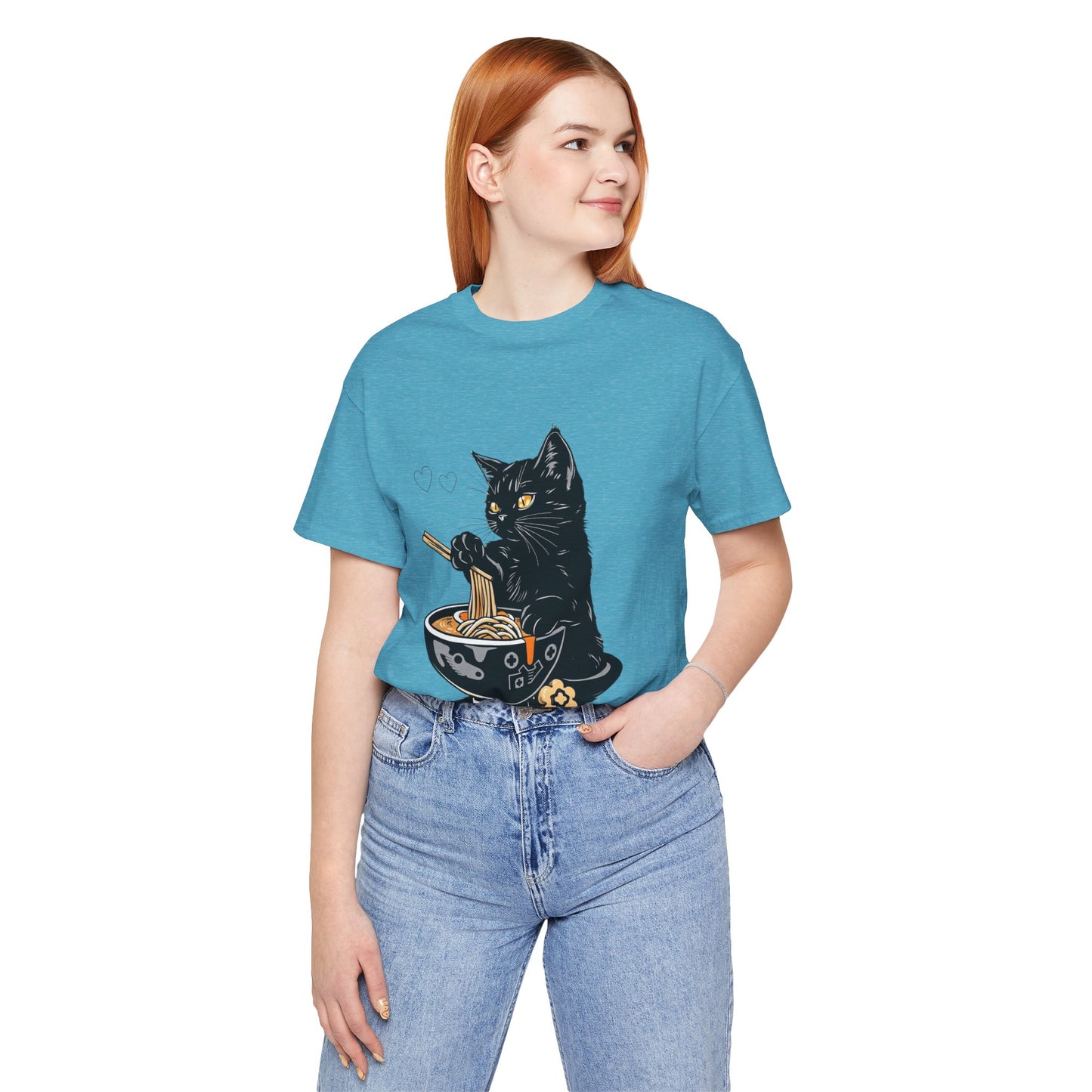 Noodle Cat Shirt, Ramen Cat T-Shirt, Foodie Lover Shirts, Black Cat Noodle T-Shirts, Retro Cat Tees, Cat Lover Sweatshirts, Black Cat Tee