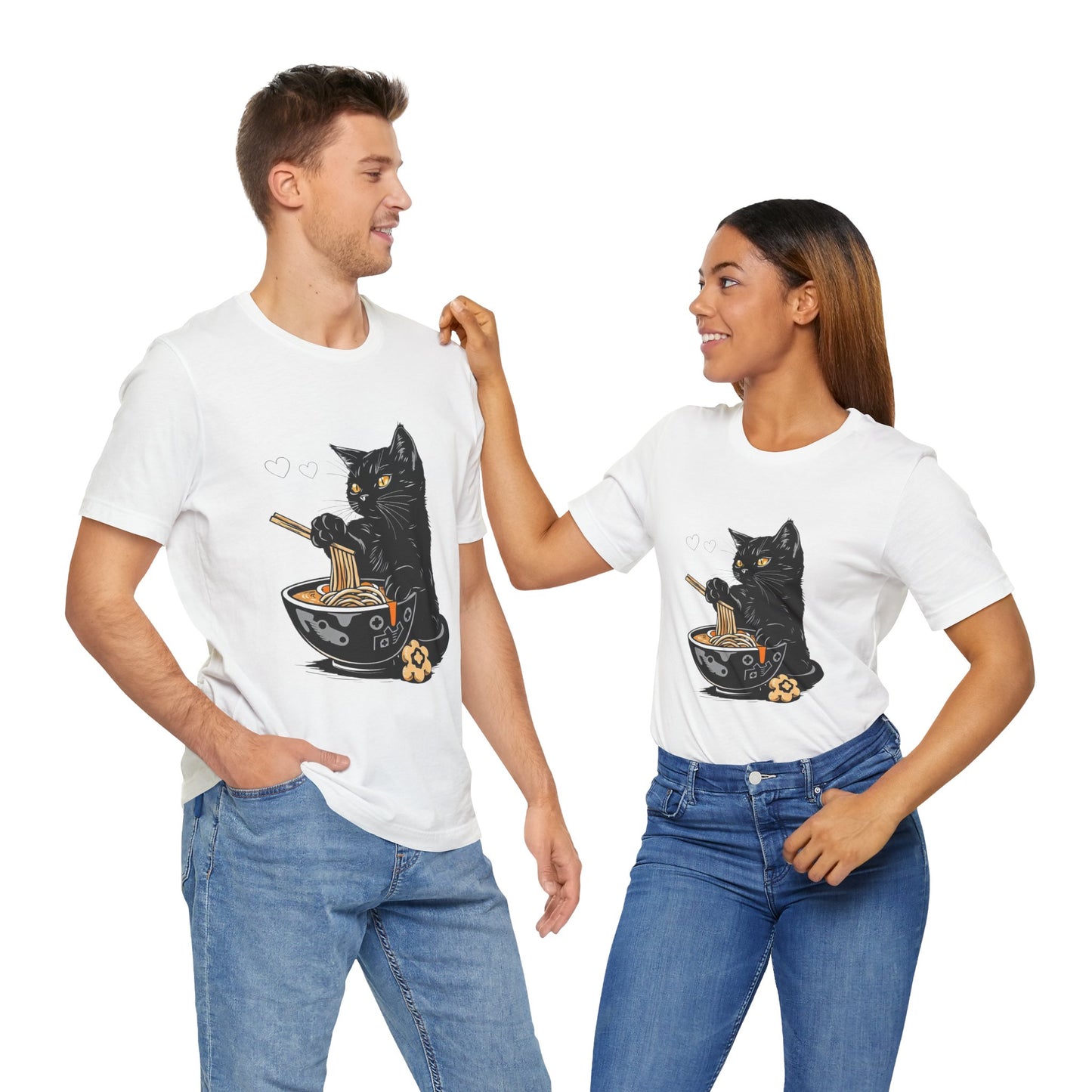 Noodle Cat Shirt, Ramen Cat T-Shirt, Foodie Lover Shirts, Black Cat Noodle T-Shirts, Retro Cat Tees, Cat Lover Sweatshirts, Black Cat Tee