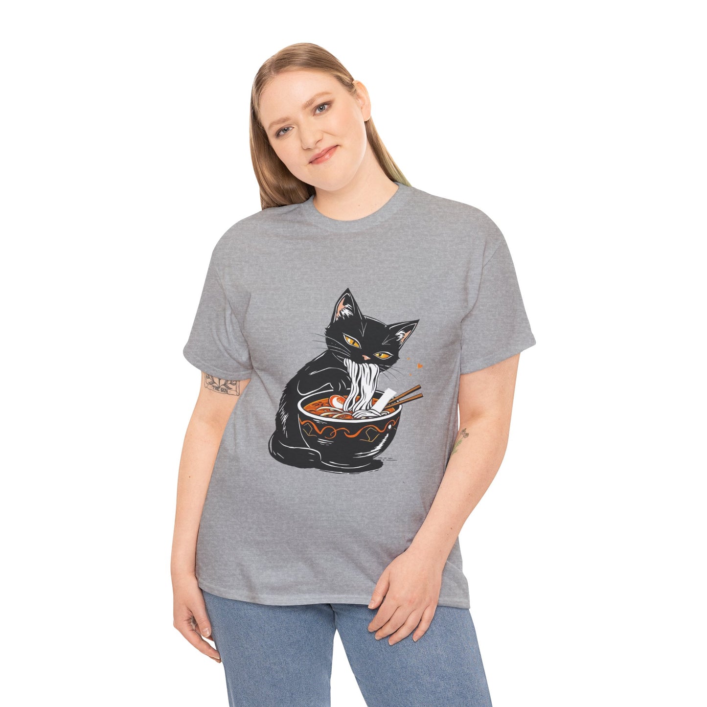 Noodle Cat Shirt, Ramen Cat T-Shirt, Foodie Lover Shirts, Black Cat Noodle T-Shirts, Retro Cat Tees, Cat Lover Sweatshirts, Black Cat Tee