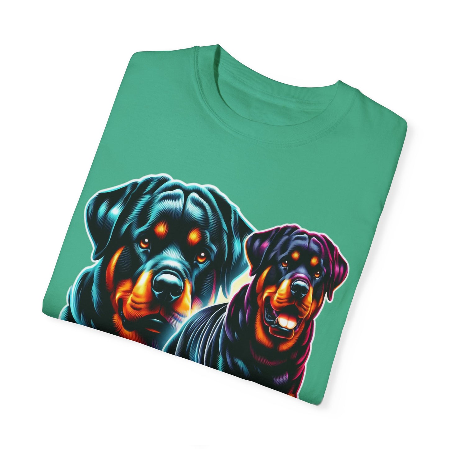 Vibrant Rottweiler Duo Unisex T-Shirt . Rottweiler Lover 3D T-Shirt – Mother’s Day Gift | All Over Print, Best Price