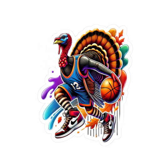 Thanksgiving Basketball Turkey Kiss-Cut Stickers -Fun Holiday Décor for Your Laptop & Gear
