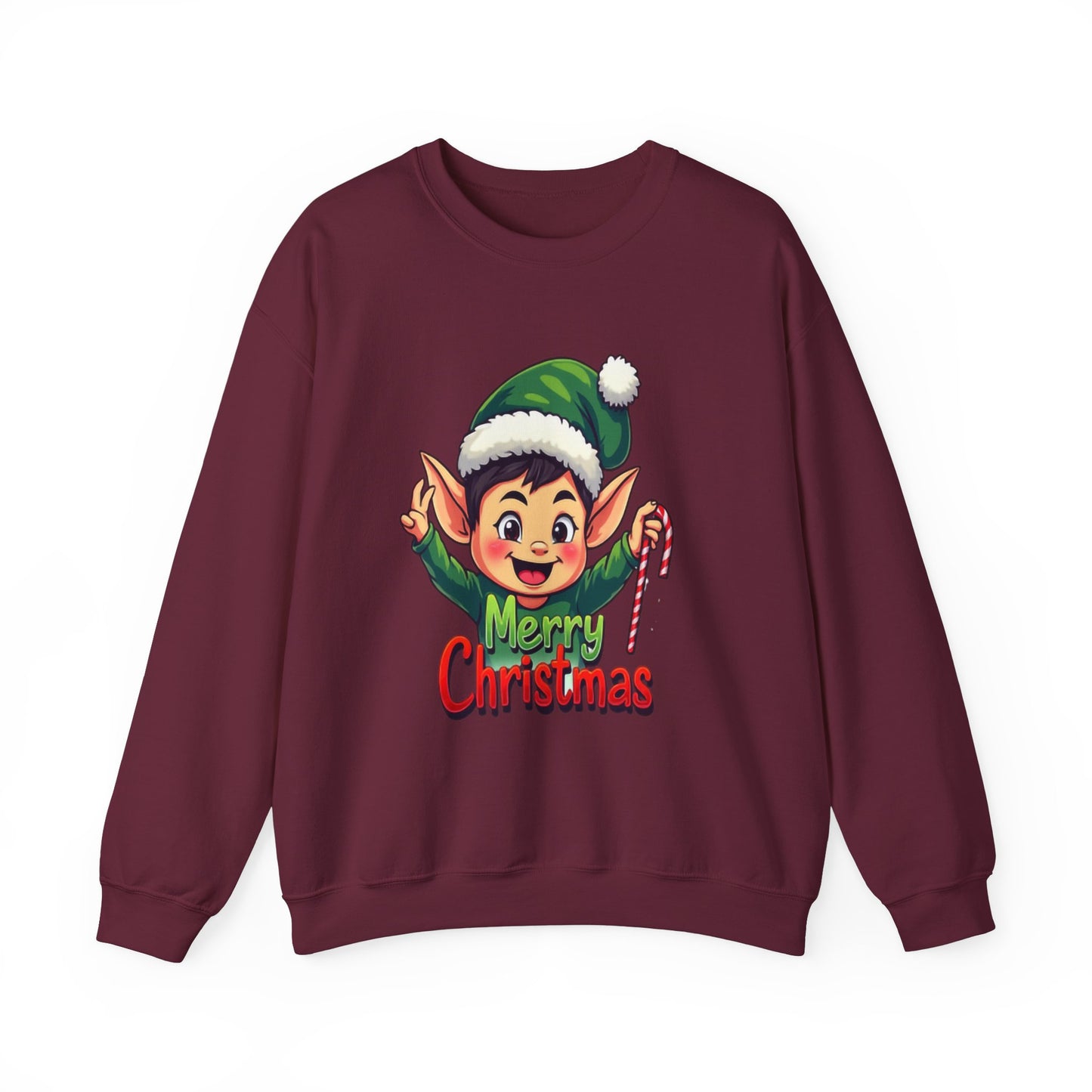 Merry Christmas Elf Crewneck Sweatshirt . Adorable Christmas Elf 3D T-Shirt – Festive Holiday Gift | Merry Christmas All Over Print