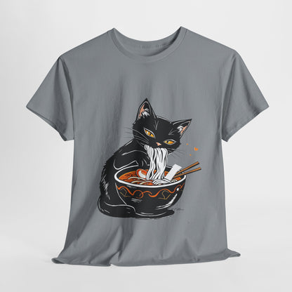 Noodle Cat Shirt, Ramen Cat T-Shirt, Foodie Lover Shirts, Black Cat Noodle T-Shirts, Retro Cat Tees, Cat Lover Sweatshirts, Black Cat Tee