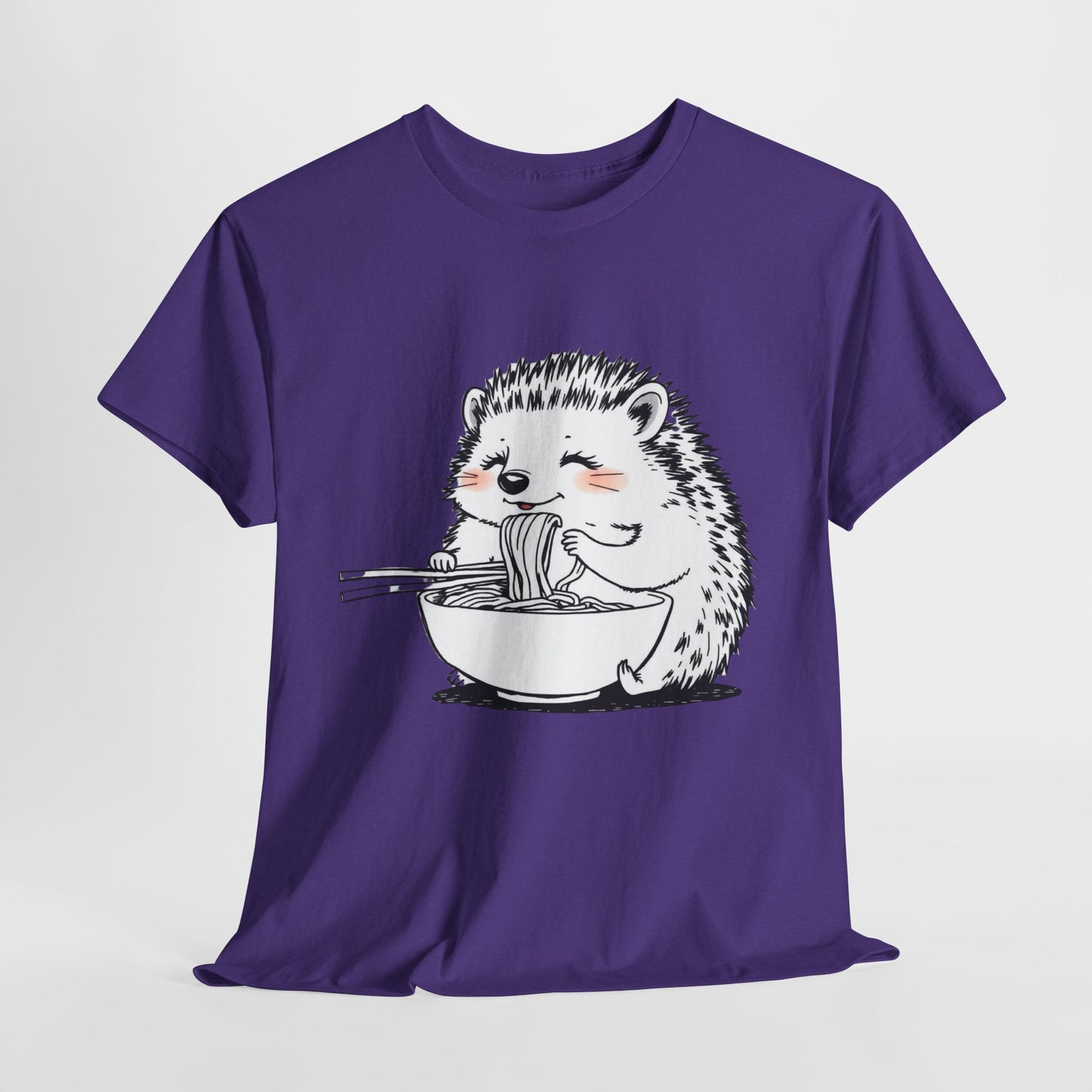 Noodle Hedgehog Shirt, Ramen HedgehogT-Shirt, Foodie Lover Shirts, Black Hedgehog Noodle T-Shirts, Retro HedgehogTees, Hedgehog Lover Sweatshirts, Black Hedgehog Tee Cute Hedgehog Eating Noodles Unisex Heavy Cotton Tee