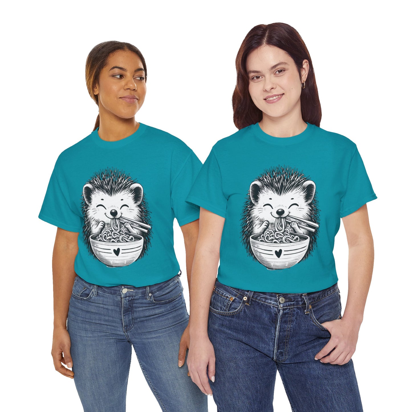 Noodle Hedgehog Shirt, Ramen HedgehogT-Shirt, Foodie Lover Shirts, Black Hedgehog Noodle T-Shirts, Retro HedgehogTees, Hedgehog Lover Sweatshirts, Black Hedgehog Tee Cute Hedgehog Noodle Unisex Heavy Cotton Tee - Perfect for Animal Lovers