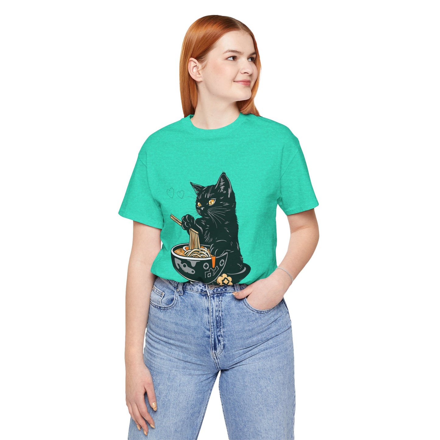 Noodle Cat Shirt, Ramen Cat T-Shirt, Foodie Lover Shirts, Black Cat Noodle T-Shirts, Retro Cat Tees, Cat Lover Sweatshirts, Black Cat Tee