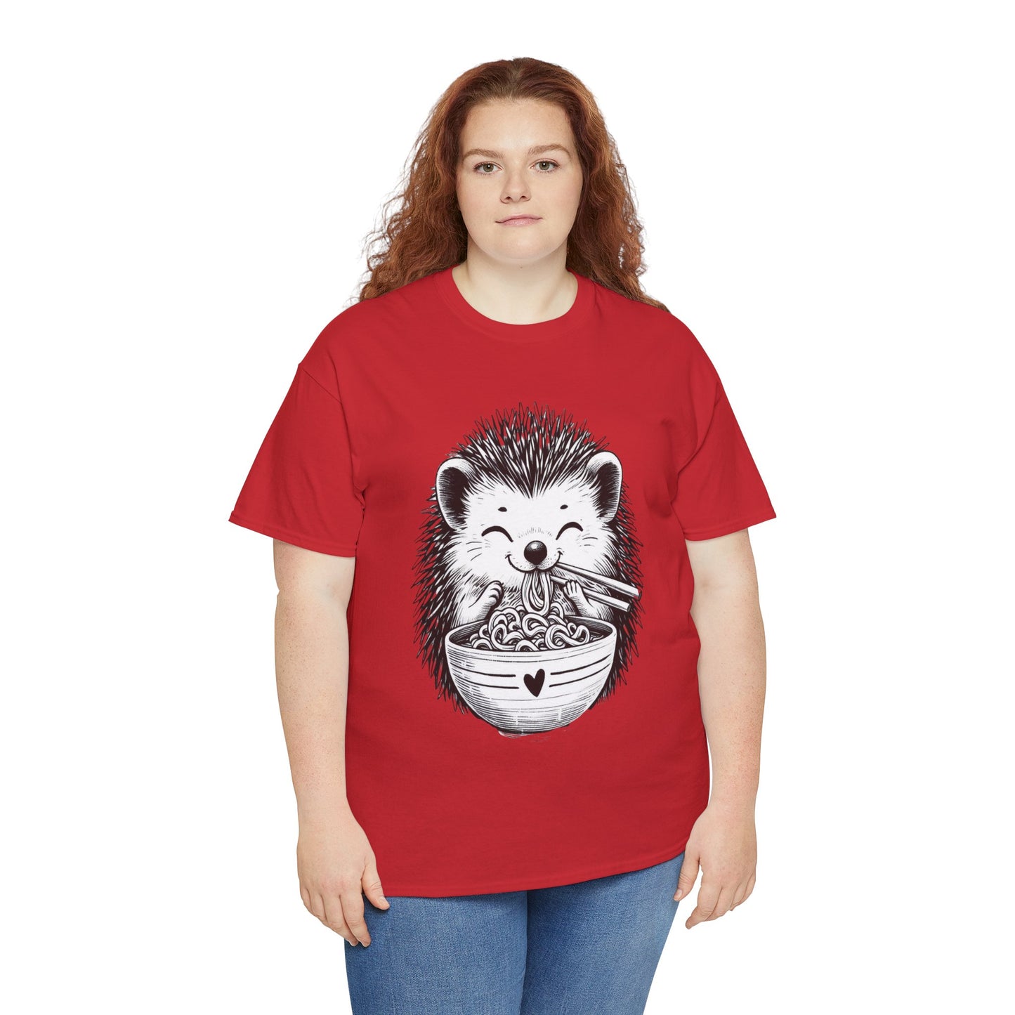 Noodle Hedgehog Shirt, Ramen HedgehogT-Shirt, Foodie Lover Shirts, Black Hedgehog Noodle T-Shirts, Retro HedgehogTees, Hedgehog Lover Sweatshirts, Black Hedgehog Tee Cute Hedgehog Noodle Unisex Heavy Cotton Tee - Perfect for Animal Lovers