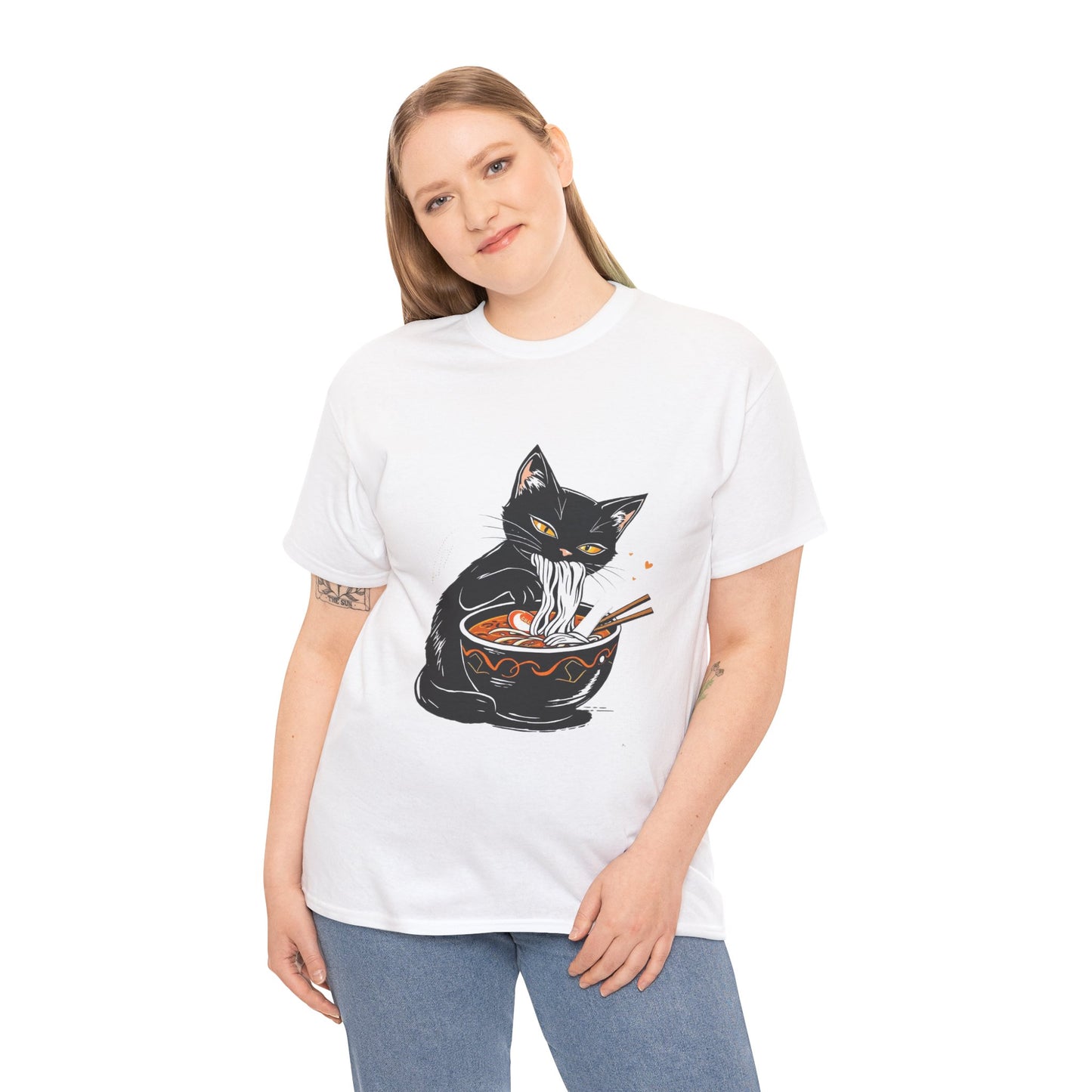Noodle Cat Shirt, Ramen Cat T-Shirt, Foodie Lover Shirts, Black Cat Noodle T-Shirts, Retro Cat Tees, Cat Lover Sweatshirts, Black Cat Tee