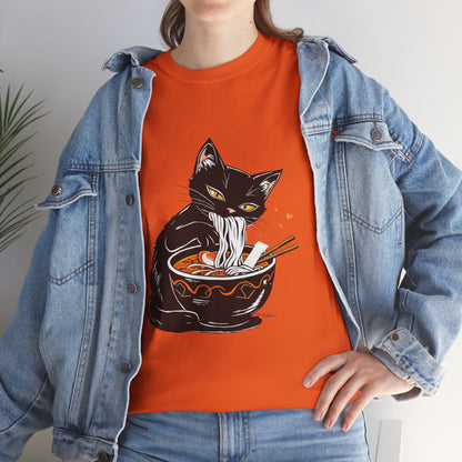 Noodle Cat Shirt, Ramen Cat T-Shirt, Foodie Lover Shirts, Black Cat Noodle T-Shirts, Retro Cat Tees, Cat Lover Sweatshirts, Black Cat Tee