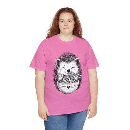 Noodle Hedgehog Shirt, Ramen HedgehogT-Shirt, Foodie Lover Shirts, Black Hedgehog Noodle T-Shirts, Retro HedgehogTees, Hedgehog Lover Sweatshirts, Black Hedgehog Tee Cute Hedgehog Noodle Unisex Heavy Cotton Tee - Perfect for Animal Lovers