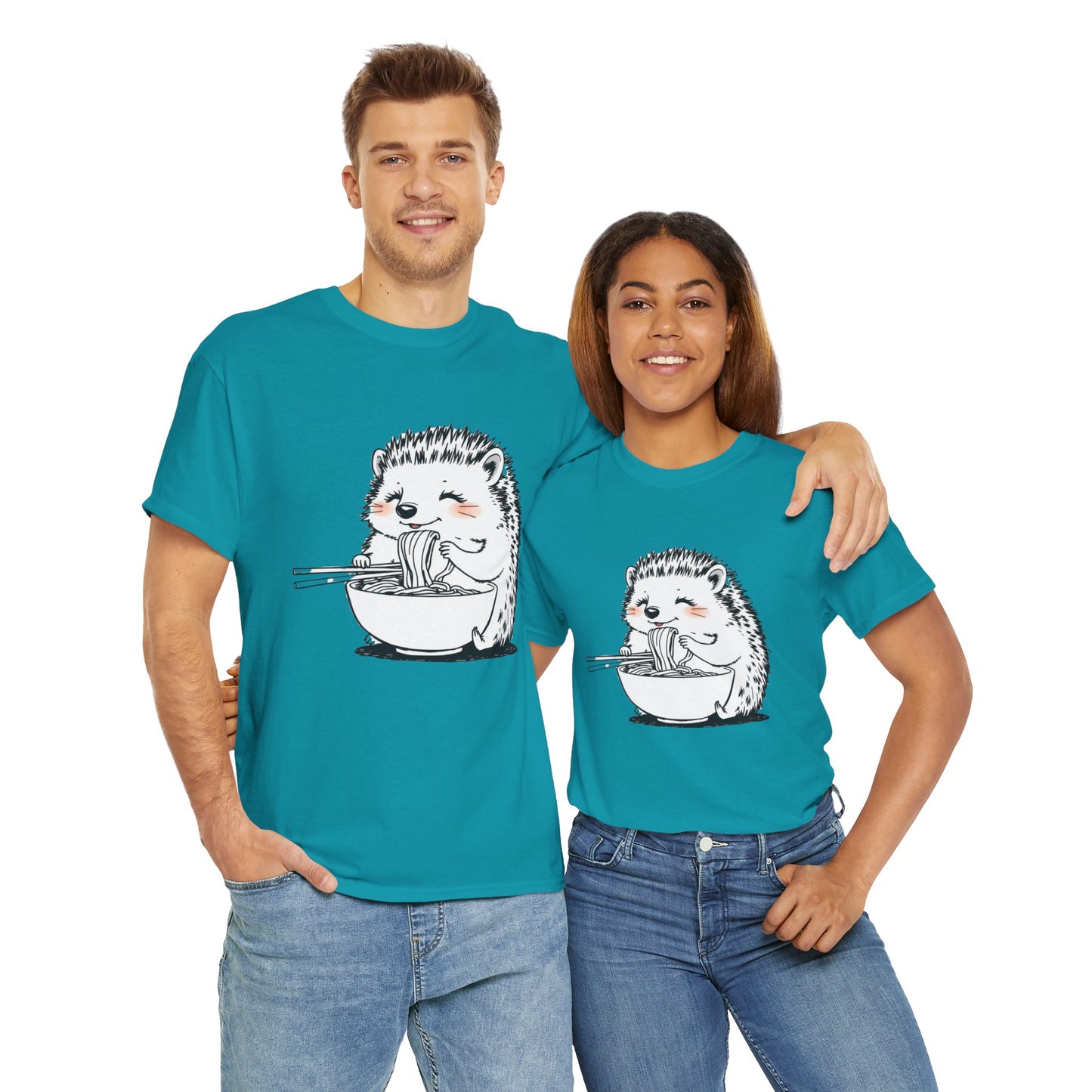Noodle Hedgehog Shirt, Ramen HedgehogT-Shirt, Foodie Lover Shirts, Black Hedgehog Noodle T-Shirts, Retro HedgehogTees, Hedgehog Lover Sweatshirts, Black Hedgehog Tee Cute Hedgehog Eating Noodles Unisex Heavy Cotton Tee