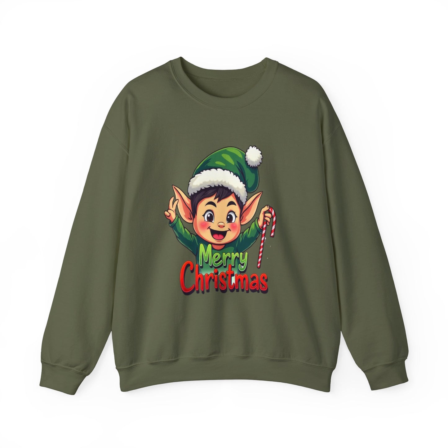 Merry Christmas Elf Crewneck Sweatshirt . Adorable Christmas Elf 3D T-Shirt – Festive Holiday Gift | Merry Christmas All Over Print