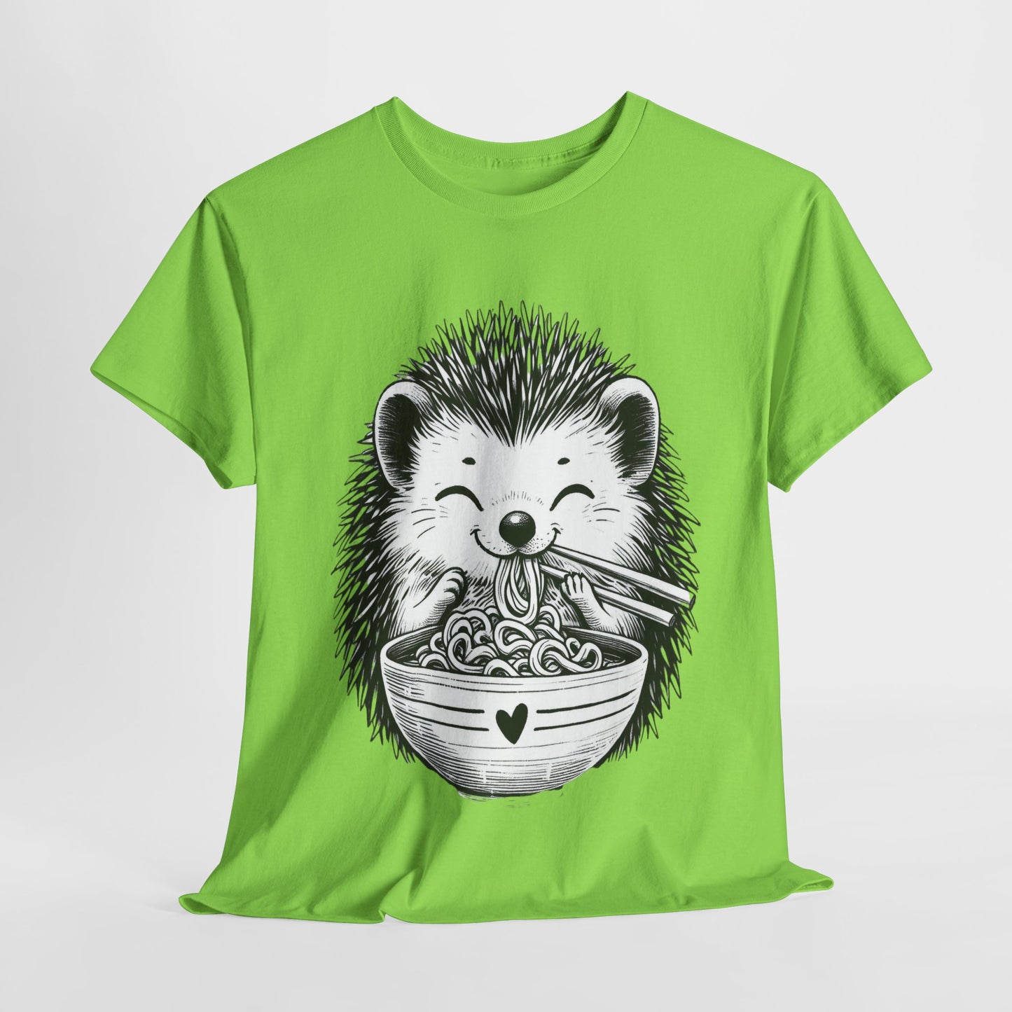 Noodle Hedgehog Shirt, Ramen HedgehogT-Shirt, Foodie Lover Shirts, Black Hedgehog Noodle T-Shirts, Retro HedgehogTees, Hedgehog Lover Sweatshirts, Black Hedgehog Tee Cute Hedgehog Noodle Unisex Heavy Cotton Tee - Perfect for Animal Lovers