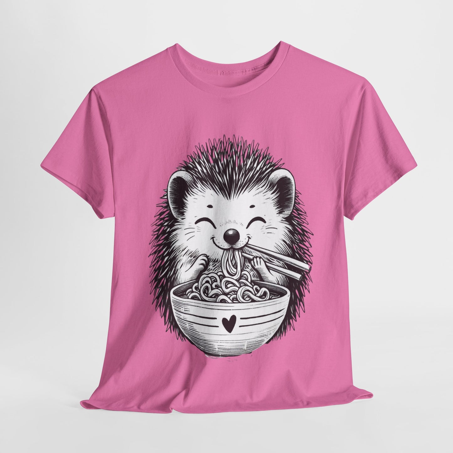 Noodle Hedgehog Shirt, Ramen HedgehogT-Shirt, Foodie Lover Shirts, Black Hedgehog Noodle T-Shirts, Retro HedgehogTees, Hedgehog Lover Sweatshirts, Black Hedgehog Tee Cute Hedgehog Noodle Unisex Heavy Cotton Tee - Perfect for Animal Lovers