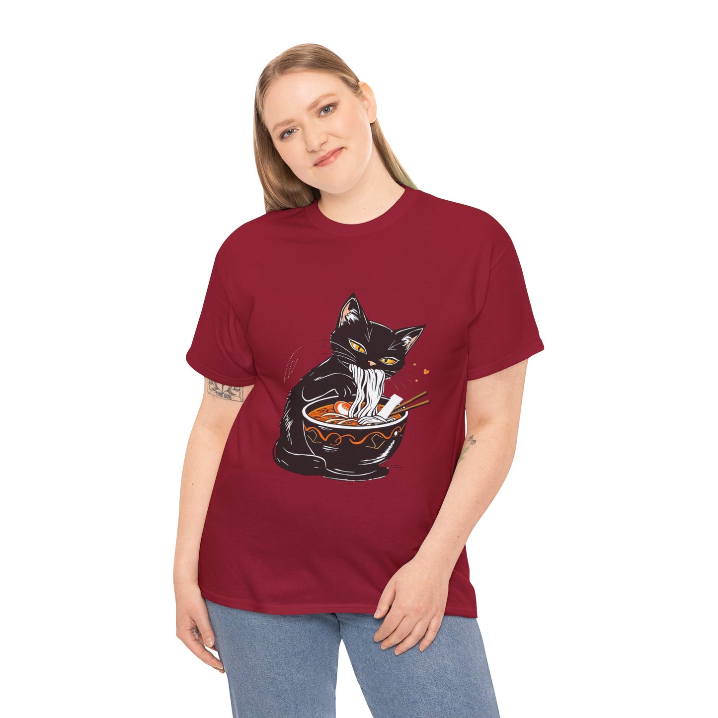 Noodle Cat Shirt, Ramen Cat T-Shirt, Foodie Lover Shirts, Black Cat Noodle T-Shirts, Retro Cat Tees, Cat Lover Sweatshirts, Black Cat Tee