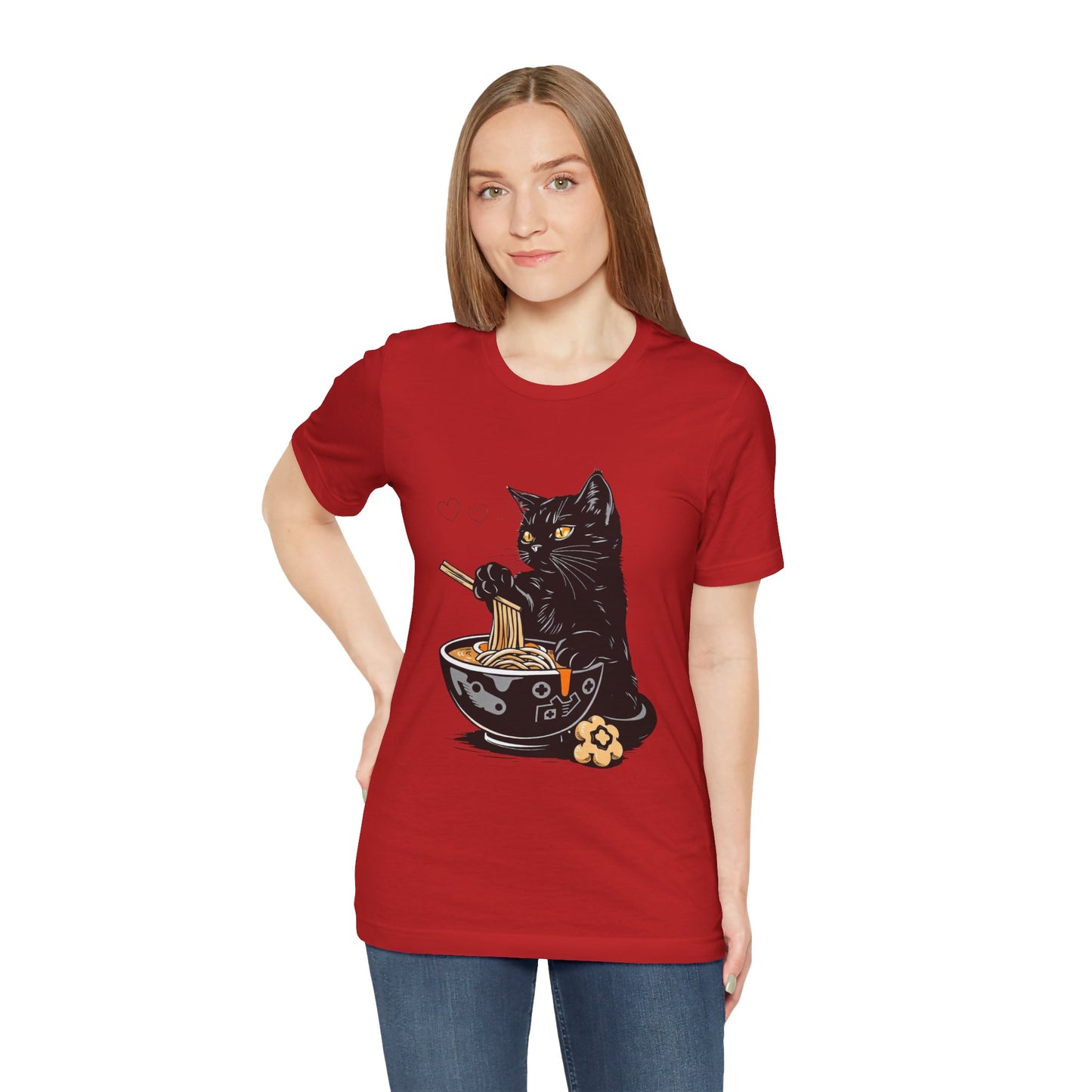 Noodle Cat Shirt, Ramen Cat T-Shirt, Foodie Lover Shirts, Black Cat Noodle T-Shirts, Retro Cat Tees, Cat Lover Sweatshirts, Black Cat Tee