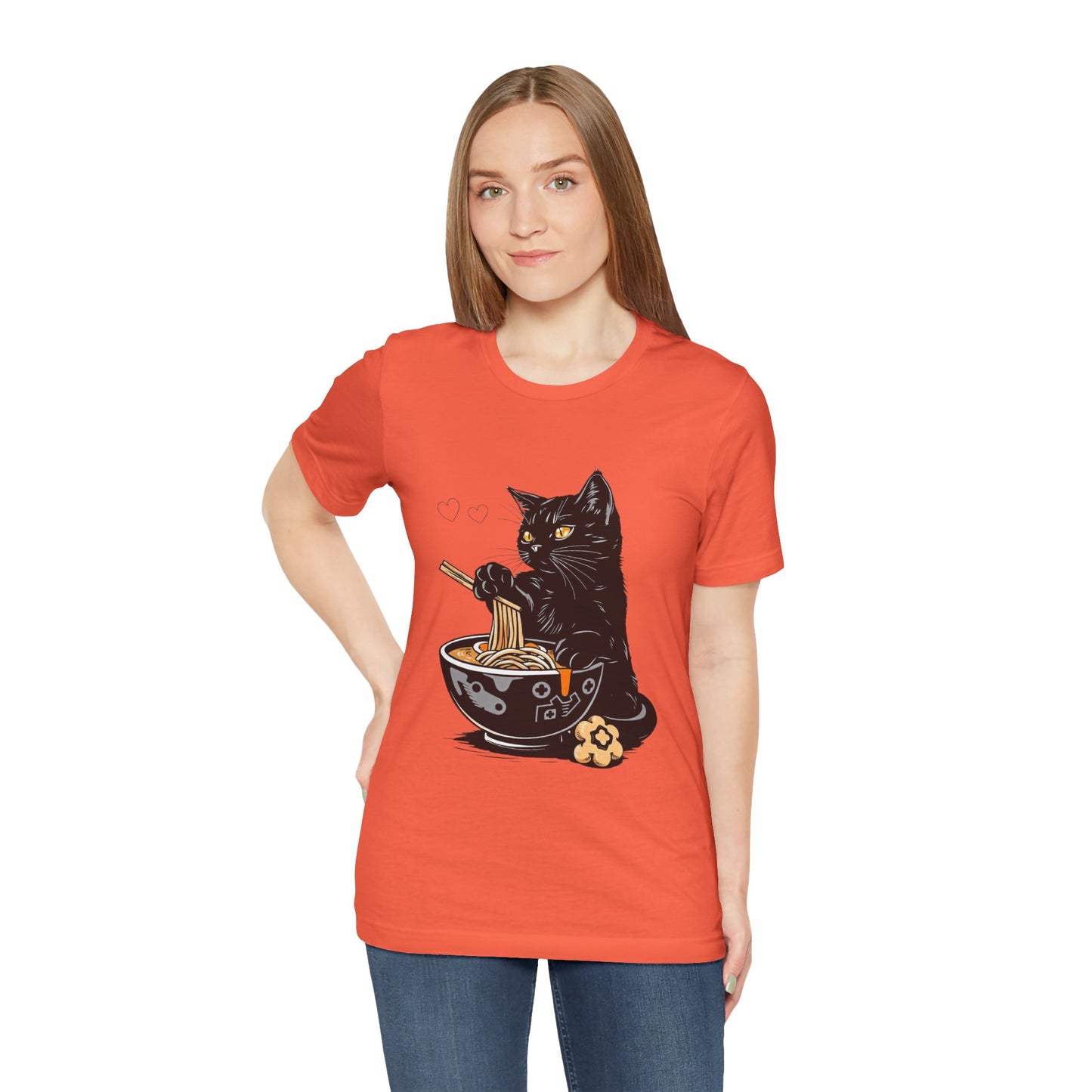 Noodle Cat Shirt, Ramen Cat T-Shirt, Foodie Lover Shirts, Black Cat Noodle T-Shirts, Retro Cat Tees, Cat Lover Sweatshirts, Black Cat Tee