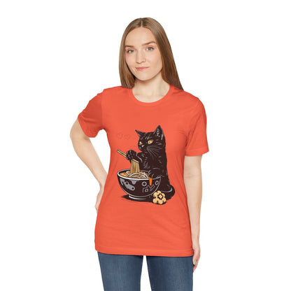 Noodle Cat Shirt, Ramen Cat T-Shirt, Foodie Lover Shirts, Black Cat Noodle T-Shirts, Retro Cat Tees, Cat Lover Sweatshirts, Black Cat Tee