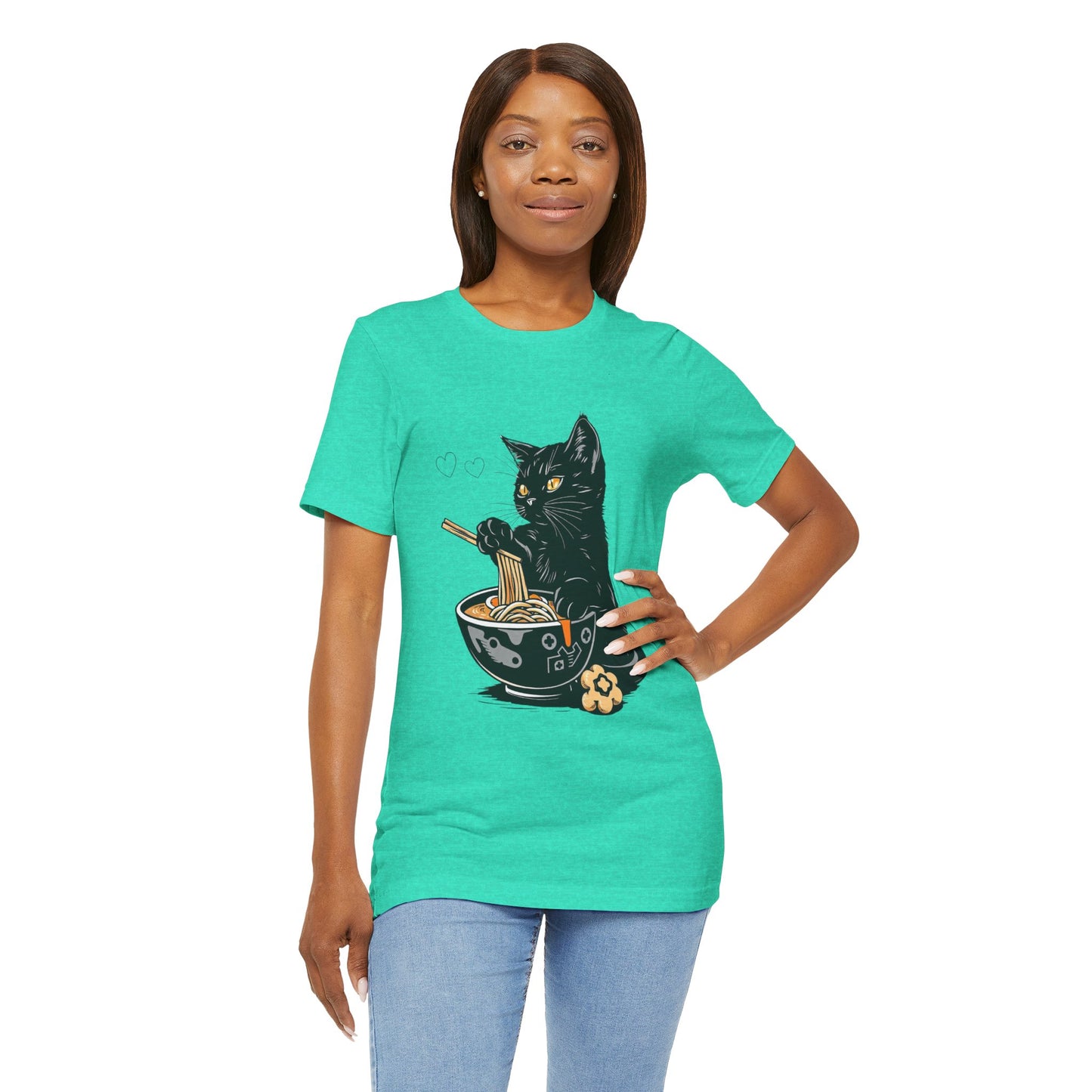 Noodle Cat Shirt, Ramen Cat T-Shirt, Foodie Lover Shirts, Black Cat Noodle T-Shirts, Retro Cat Tees, Cat Lover Sweatshirts, Black Cat Tee