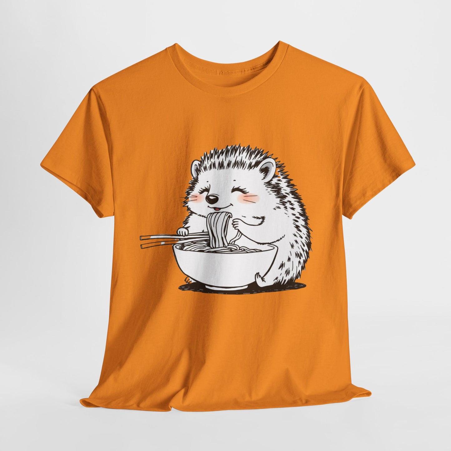 Noodle Hedgehog Shirt, Ramen HedgehogT-Shirt, Foodie Lover Shirts, Black Hedgehog Noodle T-Shirts, Retro HedgehogTees, Hedgehog Lover Sweatshirts, Black Hedgehog Tee Cute Hedgehog Eating Noodles Unisex Heavy Cotton Tee