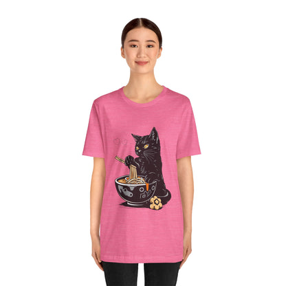 Noodle Cat Shirt, Ramen Cat T-Shirt, Foodie Lover Shirts, Black Cat Noodle T-Shirts, Retro Cat Tees, Cat Lover Sweatshirts, Black Cat Tee
