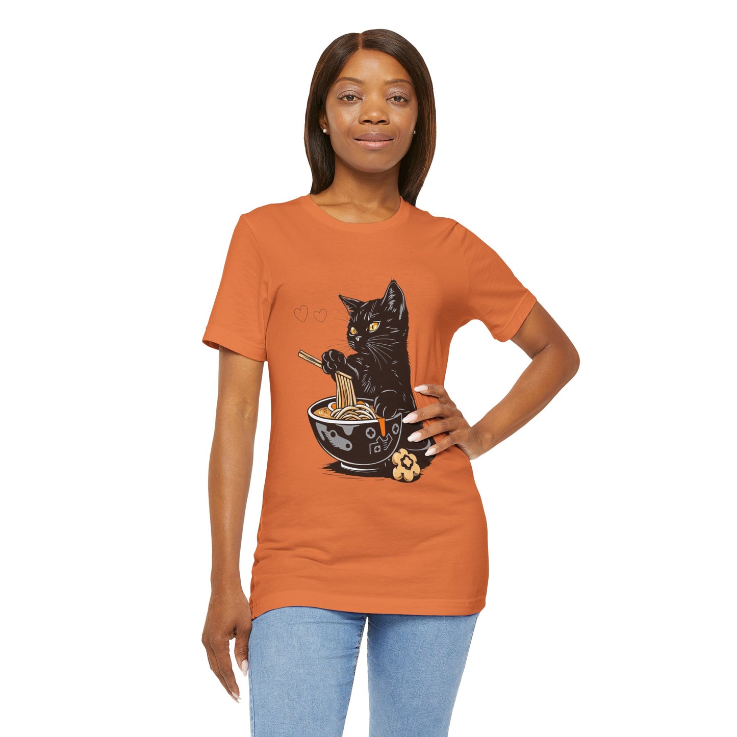 Noodle Cat Shirt, Ramen Cat T-Shirt, Foodie Lover Shirts, Black Cat Noodle T-Shirts, Retro Cat Tees, Cat Lover Sweatshirts, Black Cat Tee