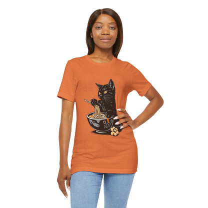 Noodle Cat Shirt, Ramen Cat T-Shirt, Foodie Lover Shirts, Black Cat Noodle T-Shirts, Retro Cat Tees, Cat Lover Sweatshirts, Black Cat Tee