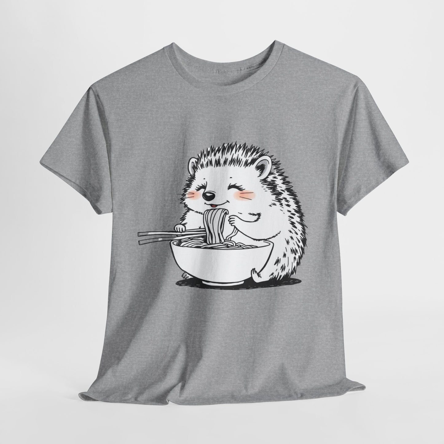 Noodle Hedgehog Shirt, Ramen HedgehogT-Shirt, Foodie Lover Shirts, Black Hedgehog Noodle T-Shirts, Retro HedgehogTees, Hedgehog Lover Sweatshirts, Black Hedgehog Tee Cute Hedgehog Eating Noodles Unisex Heavy Cotton Tee