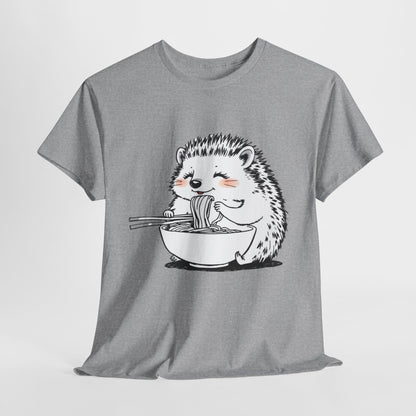 Noodle Hedgehog Shirt, Ramen HedgehogT-Shirt, Foodie Lover Shirts, Black Hedgehog Noodle T-Shirts, Retro HedgehogTees, Hedgehog Lover Sweatshirts, Black Hedgehog Tee Cute Hedgehog Eating Noodles Unisex Heavy Cotton Tee